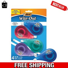 4-Count BIC EZ Correct White Correction Tape – Tear-Resistant, Quick Drying
