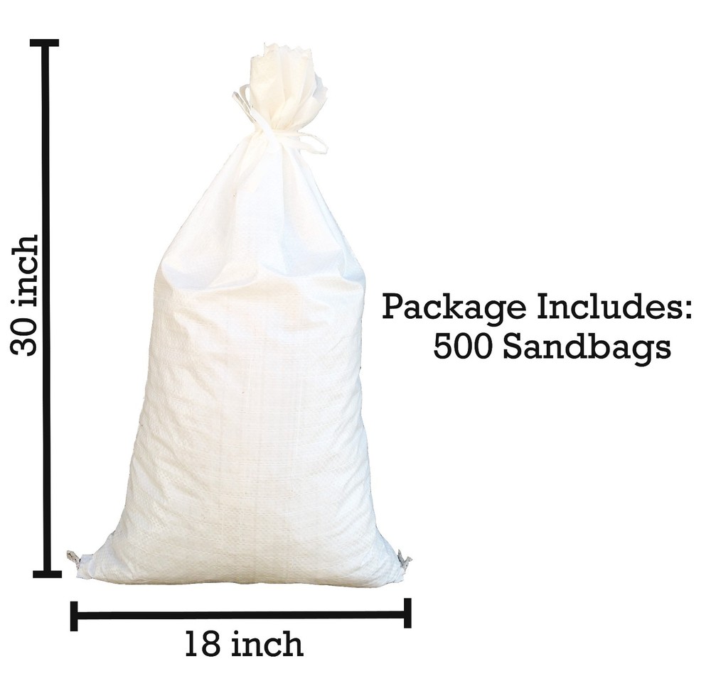 Sandbags – 500 White 18″ x 30″ – Sandbag Sand Bags Bag Poly by Sandbaggy