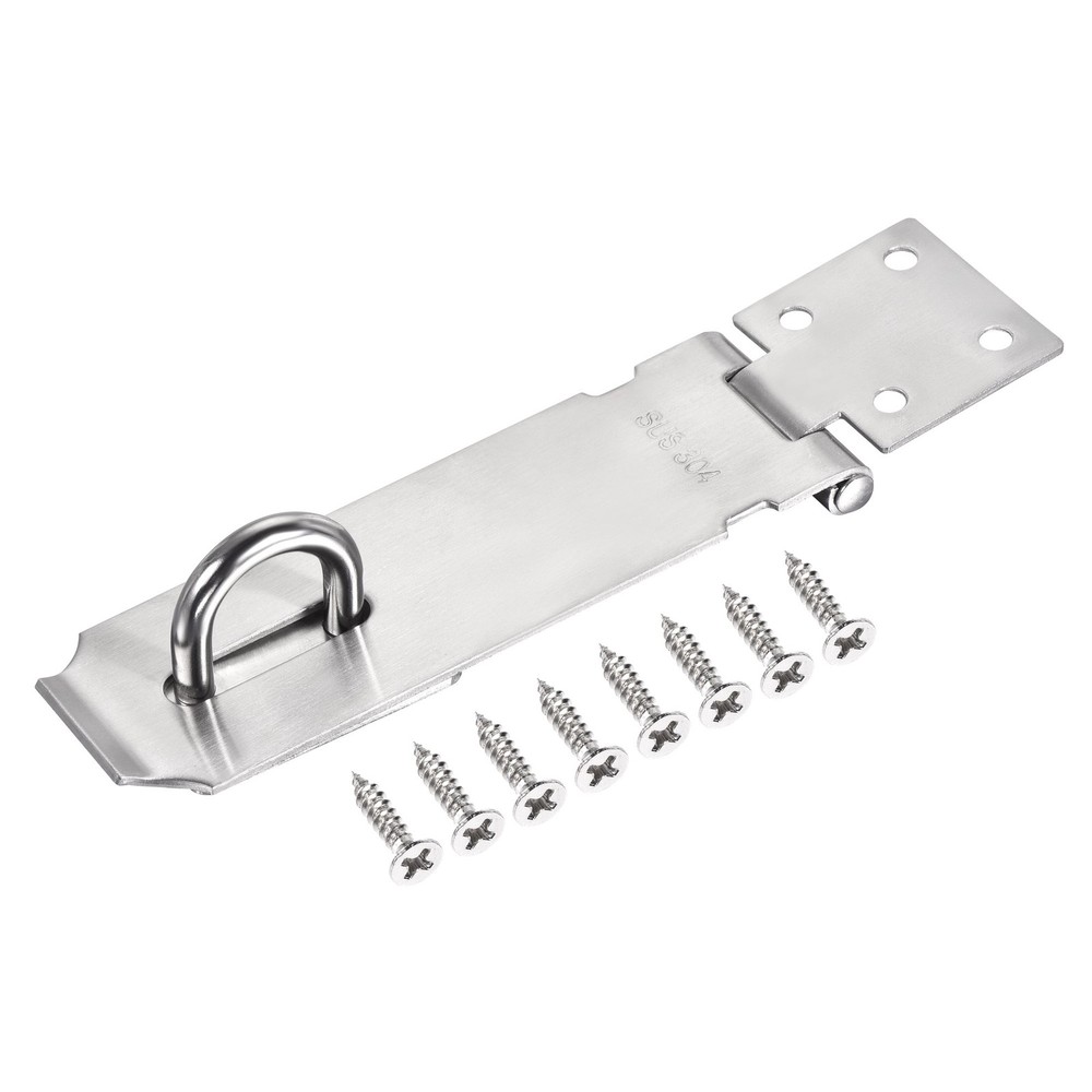 5″ Stainless Steel Thick Door Latch Hasp Lock Padlock Clasp with Screws Silver