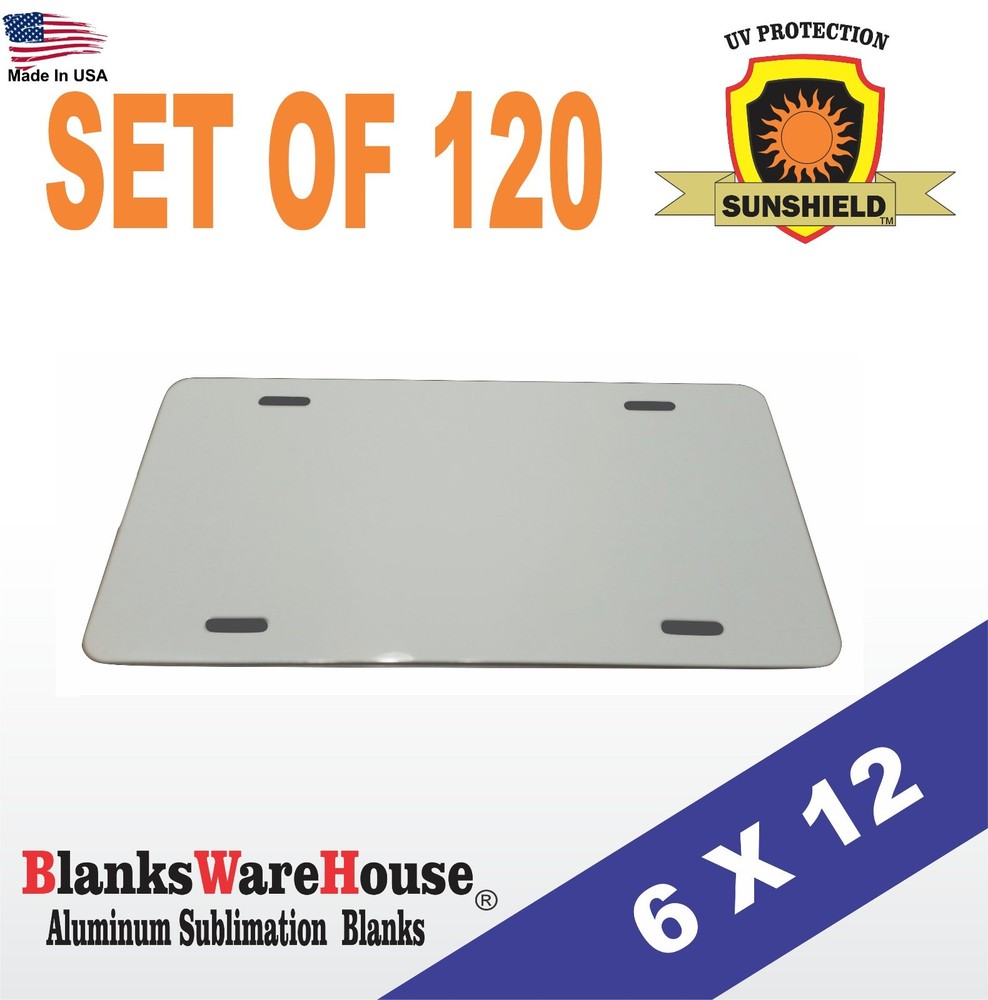 120 Pieces ALUMINUM LICENSE PLATE SUBLIMATION BLANKS 6 “x 12” / AUTO TAGS