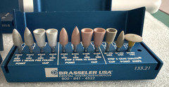 Set of 8 Bur Blocks: 6 Brasseler, 1 Komet, 1 Henry Schein Bur Blocks