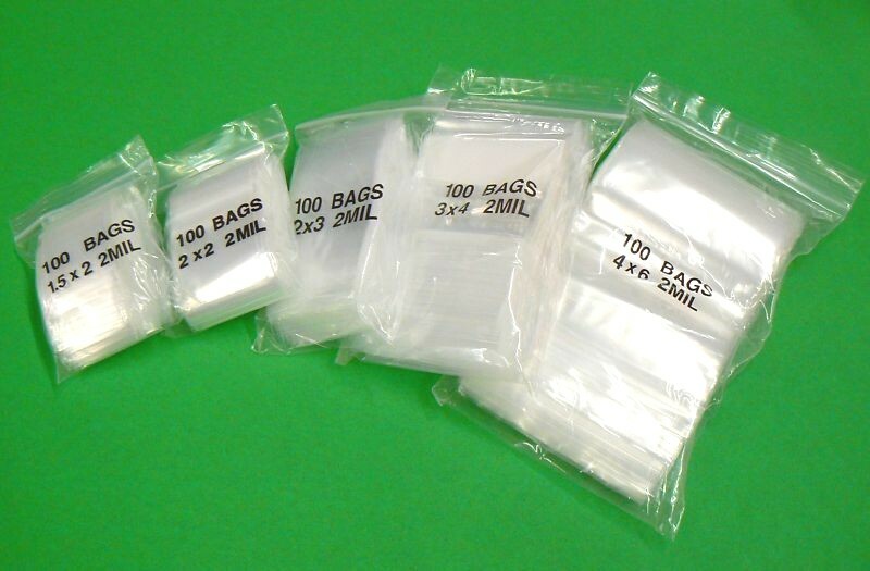2500 Zip Seal Lock Bags Clear 2Mil Assortment of 5 Sizes 500 each Total 2,500