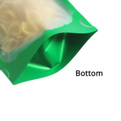 5x7in Matte Clear Front Green Back Mylar Reclosable Stand Up Pouches w/ Machine