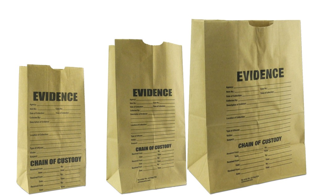 Paper Evidence Bag, Pack of 100 Small Medium Large