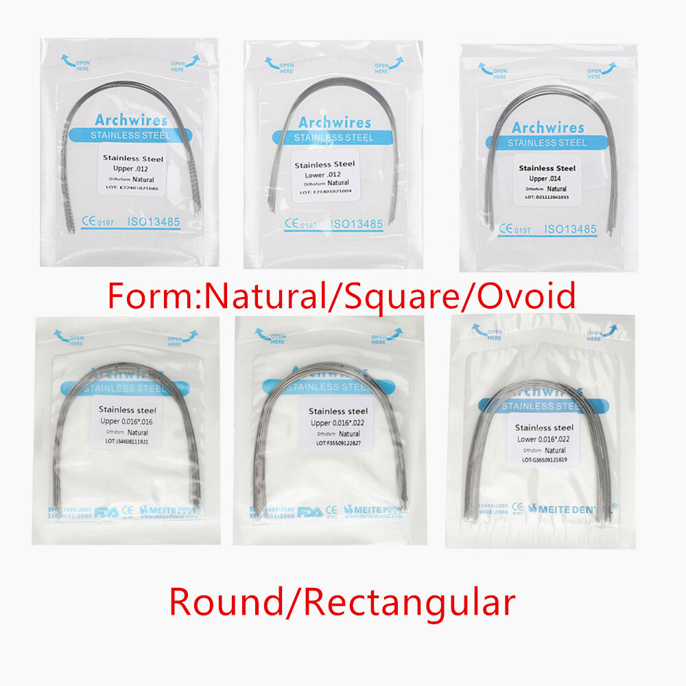 Dental S.S Orthodontic Arch Wire Stainless Steel Round Rectangular Natural/Ovoid