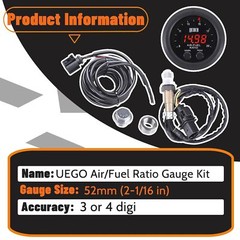 52mm air fuel ratio gauge kit LED Digital Display 12V Wideband O2 sensor kit