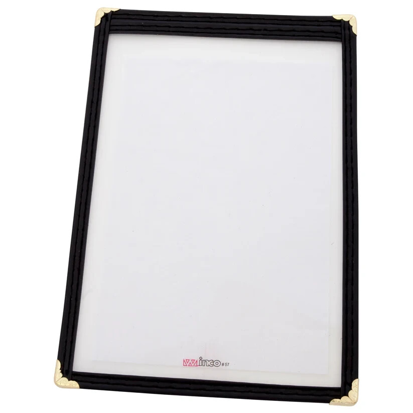 Winco Single Menu Cover, 8.5-Inch x 5.5-Inch, Black, 10 Pack