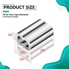 200Pcs M1.5 Aluminum Crimping Loop Sleeves for 1/16 Inch Diameter Wire Rope a…
