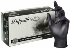 Shamrock Polysilk Medical Grade Black LATEX Examination Powder Free Gloves 100ct