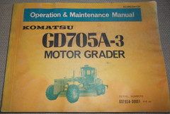 KOMATSU GD705A-3 MOTOR GRADER OPERATION & MAINTENANCE MANUAL BOOK S/N 30001-UP