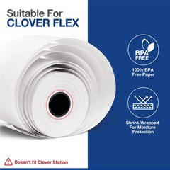 Clover Flex Paper Rolls – 10 – 2 1/4’’ x 50’- 48 GSM Flex, White