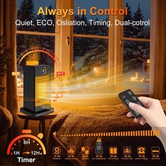 Space Heaters for Indoor Use with Humidifier/Sensor/ECO/3D Flame Effect