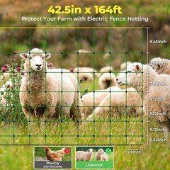 Electric Fence Netting 164ft x 42in Portable Livestock Goat Sheep Cattle