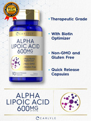 Alpha Lipoic Acid 600Mg plus Biotin Optimizer 90 Capsules Non-Gmo & Gluten Free