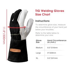 Premium Goatskin TIG Welding Gloves, True-Fit, High Dexterity, Size M/L/XL