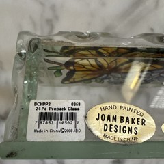 Joan Baker designs wings & wisteria cut glass hand painted business card holder