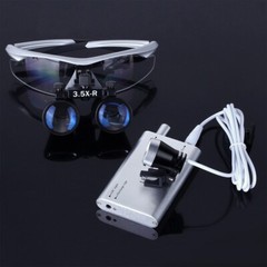 Uso Dental Lupa Portátil Binocular Lupas 3.5X y Lámpara Quirúrgicos LED Luz de C