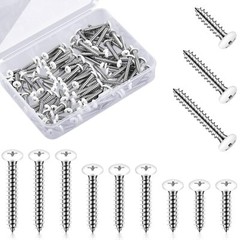 120 Pcs #8 White Head Wood Screws Self Tapping 3 Assorted Sizes for Wall