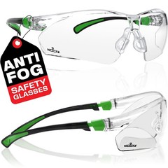 NoCry Clear Safety Glasses for Men and Women with One Size, Black & Green