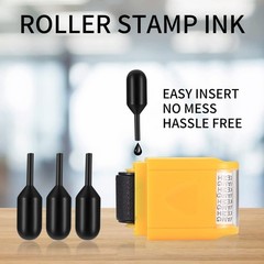 Identity Theft Protection Roller Stamps, 12 Pcs 1.26 x 0.4 inches, Black