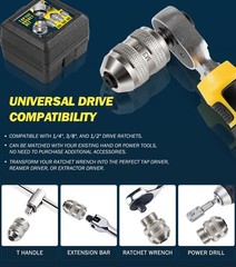 3 Piece Adjustable Tap Socket Set for Ratchet Wrench – 1/4 3/8 1/2 Drive