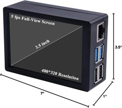 Raspberry Pi 4 Compatible 3.5 Inch Touch Screen with Case and Heatsinks Included