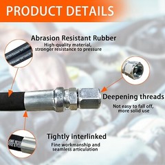 Hydraulic Hose Swivel Assembly 1/2” with Female JIC X45°, 36IN 3988 psi