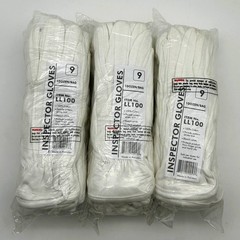 Superior LL100 Parade Inspector White Gloves Size 9 Large Cotton 36 Pairs
