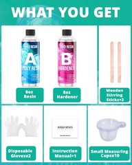 Crystal Clear Epoxy Resin Kit 16oz – High-Gloss Self-Leveling Food-Safe