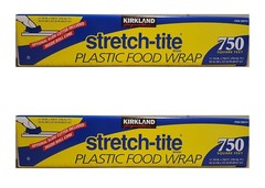 Kirkland Signature Stretch Tite Plastic Food Wrap 11 7/8 Inch X 2 pack, Blue