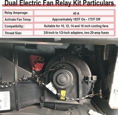 2 PCS Electric Fan Relay Kit, Dual Electric Fan Relay Kit, 185 Degree on 175 The