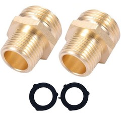 YOUHO Garden Hose Adapter 3/4 GHT Male x 1/2NPT(M) to 3/4GHT(M)2pcs, Brass