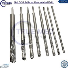 Set Of 8 Arthrex Cannulated Drill Bits 6, 7, 8, 9, 10, 11, 12, 15mm