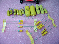 Mullard Mustard Capacitor & Iskra Resistors .68uF .022uf .1uF .0022uF & 100K 68K