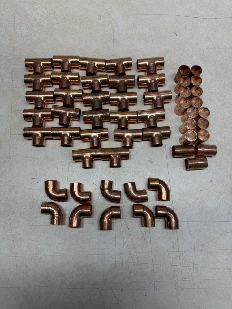 Copper 1/2” Nibco fittings Solder T, 90 and straight Fitting NEW