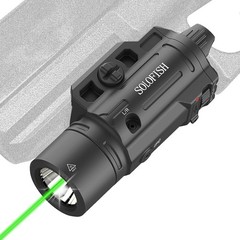 1500lm Rechargeable Slidable Pistol Light Combo Green Beam Strobe Momentary