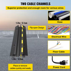 Cable Protector Ramp 5 Packs 2 Channels 40 In. X 3.33 In. 3 Ft. Rubber Modular S