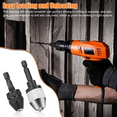 2Pcs 1/4″ Inch Hex Shank Keyless Drill Bit Chuck Quick Change Adapter Converter