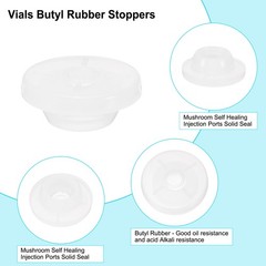 100Pcs 12mm/0.5″ Vials Rubber Stoppers Mushroom Silicone Bottle Stopper White
