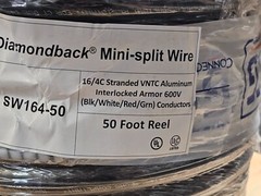 DIAMONDBACK MINI-SPLIT WIRE SW164-50 50′ 16/4C STRANDED VNTC ALUMINUM 600V COND.
