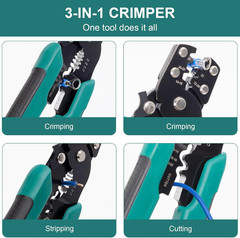 Wire Crimper Tool Heat Shrink Insulated Bare Terminal 10-22 AWG Stripper Cutter