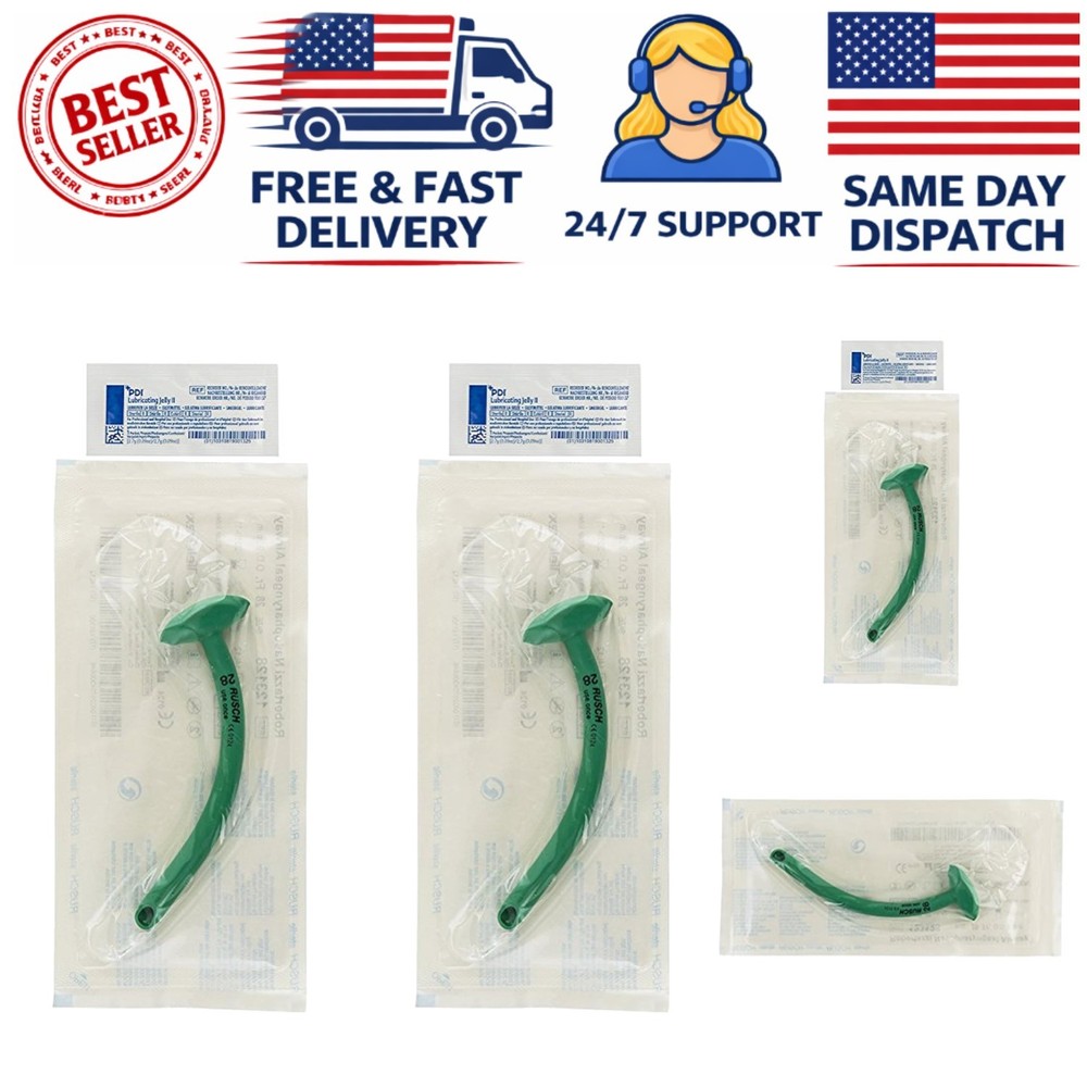 Professional Grade Rusch Nasopharyngeal Airway 28 Fr. & Surgilube – 2 Units