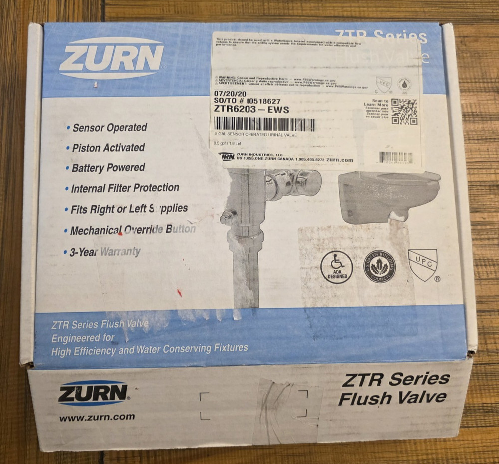 Zurn ZTR6203-EWS AQUASENSE ZTR Exposed Sensor Piston Flush Valve, 0.5 GPF