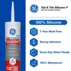 Tub and Tile Silicone 1 Caulk 10.1 Oz Kitchen and Bath Sealant White (12-Pack)