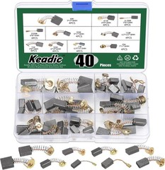 “Electric Motor Carbon Brushes 40pcs Assortment, 10 Sizes Replacement Brush Kit”