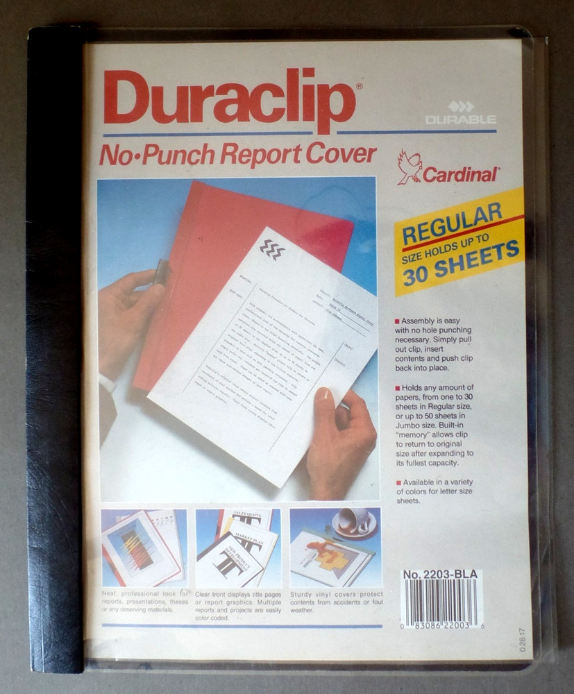 CARDINAL DURACLIP NO-PUNCH REPORT COVER & DUO-TANG 53540 Folders