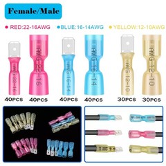 220pcs Waterproof Heat Shrink Spade Male & Female Wire Terminals Connectors Kit