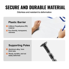 Uimoso Dust Barrier Poles 10 Ft Dust Barrier System with 4 Telescoping Poles