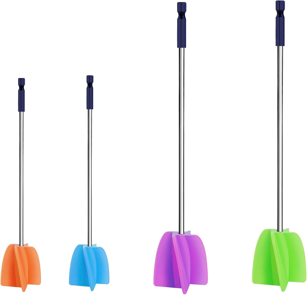2 Big+2 Small Silicone Resin Mixer Paddles for Drill, Epoxy Mixer Attachment for
