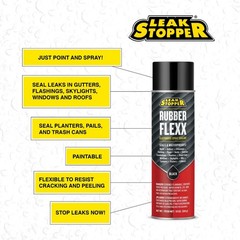 2 PK Black Jack Leak Stopper Rubber Flexx Waterproof Sealant Spray Black, 18 oz